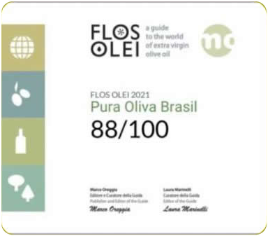 Certificado Flos Olei 2021: PuraOliva Brasil, nota 88/100